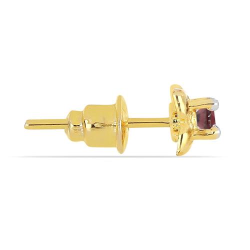 BUY 14K GOLD NATURAL RHODOLITE SINGLE STONE EARRINGS